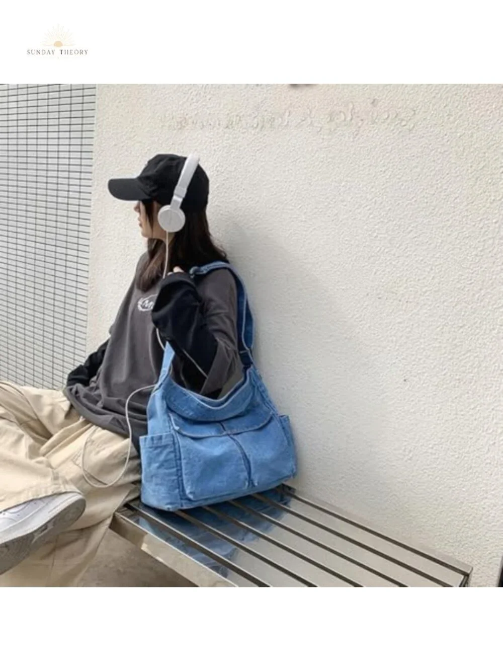 Yohora Denim Shoulder Bag Large Capacity Retro Crossbody Tote Women